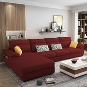 Casaliving Seams LHS 6 Seater L Shape Sofa Set for Living Room (Blue) Premium Fabric Sofa