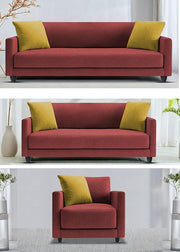 Casaliving Dominic 3 + 2 + 1 Seater Sofa Set for Living Room (Black Grey) Premium Fabric Sofa