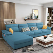 Casaliving Seams LHS 6 Seater L Shape Sofa Set for Living Room (Blue) Premium Fabric Sofa