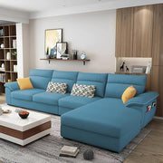 Casaliving Seams LHS 6 Seater L Shape Sofa Set for Living Room (Blue) Premium Fabric Sofa