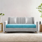 Casaliving Garcia 2 Seater Sofa Set for Living Room (Blue Black Colour) Premium Fabric Sofa