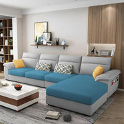 Casaliving Seams LHS 6 Seater L Shape Sofa Set for Living Room (Blue) Premium Fabric Sofa