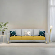 Casaliving Falco 3 Seater Sofa Set for Living Room (Black Grey Fabric) Premium Fabric Sofa