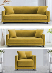 Casaliving Dominic 3 + 2 + 1 Seater Sofa Set for Living Room (Black Grey) Premium Fabric Sofa