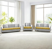 Casaliving Garcia 3+2+1 Seater Sofa Set for Living Room (Black Grey Colour) Premium Fabric Sofa