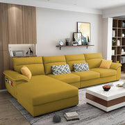 Casaliving Seams LHS 6 Seater L Shape Sofa Set for Living Room (Blue) Premium Fabric Sofa