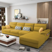 Casaliving Seams LHS 6 Seater L Shape Sofa Set for Living Room (Blue) Premium Fabric Sofa