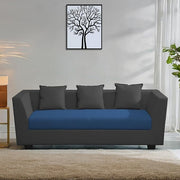 Casaliving Amida 3 Seater Sofa Set for Living Room (Blue Black Colour) Premium Fabric Sofa