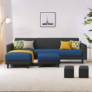 Casaliving Moris RHS 4 Seater L Shape Sofa Set for Living Room (Black) Premium Fabric Sofa Set for Living Room