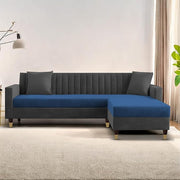 Casaliving Garcia L Shape Sofa Set for Living Room Premium Fabric Sofa (4 Seater LHS, Blue)