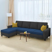 Casaliving Gerio 6 Seater LHS L Shape Sofa Set for Living Room (Blue Fabric) Premium Fabric Sofa