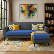 Casaliving Moris RHS 4 Seater L Shape Sofa Set for Living Room (Black) Premium Fabric Sofa Set for Living Room