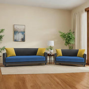 Casaliving Dominic 3 + 2 Seater Sofa Set for Living Room (Blue) Premium Fabric Sofa