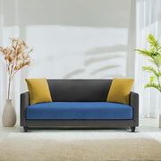 Casaliving Dominic 2 Seater Sofa Set for Living Room (Blue Fabric) Premium Fabric Sofa