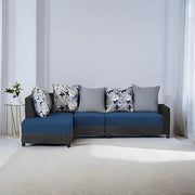 Casaliving James RHS 6 Seater L Shape Sofa Set for Living Room (Turquise Black Colour) Premium Fabric Sofa