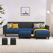 Casaliving Moris RHS 4 Seater L Shape Sofa Set for Living Room (Black) Premium Fabric Sofa Set for Living Room