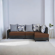 Casaliving James RHS 6 Seater L Shape Sofa Set for Living Room (Turquise Black Colour) Premium Fabric Sofa