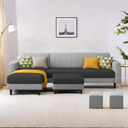 Casaliving Moris RHS 4 Seater L Shape Sofa Set for Living Room (Black) Premium Fabric Sofa Set for Living Room