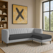 Casaliving Travis 4 Seater L Shape Convertible Sofa Set for Living Room, 3 Seater & Ottoman Modular Sectional Couch for Small Space (Blue Colour) Fabric