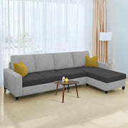 Casaliving Gerio 6 Seater LHS L Shape Sofa Set for Living Room (Blue Fabric) Premium Fabric Sofa