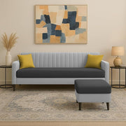 Casaliving Premium Conva Fabric 4 Seater L Shape Sofa Set 4 Seater Modern Sofa Set & Interchangeable Ottoman for Living Room (Blue Color Fabric)