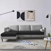 Casaliving Aezra LHS 4 Seater L Shape Sofa Set for Living Room (Black Grey Fabric) Premium Fabric Sofa