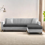 Casaliving Garcia L Shape Sofa Set for Living Room Premium Fabric Sofa (4 Seater LHS, Blue)