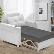 Casaliving Treshta Single Seater Sofa Cum Bed Sofa Set for Living Room (Blue Fabric -Colour Fabric) Premium Fabric Sofa Set