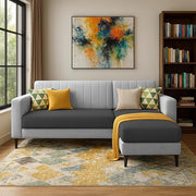 Casaliving Moris RHS 4 Seater L Shape Sofa Set for Living Room (Black) Premium Fabric Sofa Set for Living Room