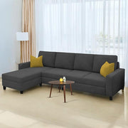 Casaliving Gerio 6 Seater LHS L Shape Sofa Set for Living Room (Blue Fabric) Premium Fabric Sofa