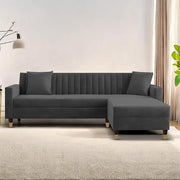 Casaliving Garcia L Shape Sofa Set for Living Room Premium Fabric Sofa (4 Seater LHS, Blue)