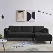 Casaliving Aezra LHS 4 Seater L Shape Sofa Set for Living Room (Black Grey Fabric) Premium Fabric Sofa