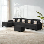 Casaliving Mentor LHS 8 Seater L Shape Sofa Set with Center Table for Living Room (Blue Colour) Premium Fabric Sofa Set