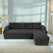 Casaliving Grance LHS 4 Seater Corner Sofa Cum Bed for Living Room with Storage (Blue Fabric) Premium Fabric Sofa