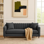 Casaliving Doraldo 3 Seater Sofa Set for Living Room (Black Blue Colour) Premium Fabric Sofa