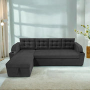 Casaliving Grance LHS 4 Seater Corner Sofa Cum Bed for Living Room with Storage (Blue Fabric) Premium Fabric Sofa