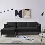 Casaliving Aezra LHS 4 Seater L Shape Sofa Set for Living Room (Black Grey Fabric) Premium Fabric Sofa