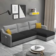 Casaliving Montario 4 Seater L Shape Sofa Set for Living Room (Black Fabric) Right Side Sofa