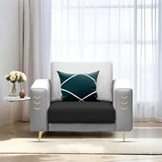 Casaliving Falco 1 Seater Sofa Set for Living Room (Blue Grey Fabric) Premium Fabric Sofa