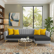 Casaliving Murdock 4 Seater L Shape Convertible Sofa Set for Living Room, 3 Seater & Ottoman Modular Sectional Couch for Small Space (Blue Colour) Fabric