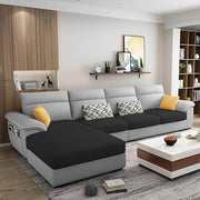 Casaliving Seams LHS 6 Seater L Shape Sofa Set for Living Room (Blue) Premium Fabric Sofa