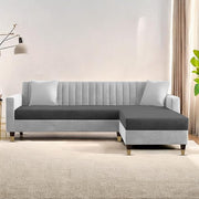 Casaliving Garcia 5 Seater L Shape Convertible Sofa Set for Living Room, 5 Seater & Ottoman Modular Sectional Couch for Small Space (Black Colour) Fabric