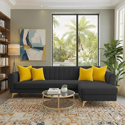 Casaliving Murdock 4 Seater L Shape Convertible Sofa Set for Living Room, 3 Seater & Ottoman Modular Sectional Couch for Small Space (Blue Colour) Fabric