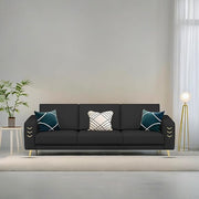 Casaliving Falco 3 Seater Sofa Set for Living Room (Black Grey Fabric) Premium Fabric Sofa