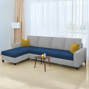 Casaliving Gerio 6 Seater LHS L Shape Sofa Set for Living Room (Blue Fabric) Premium Fabric Sofa