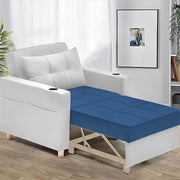 Casaliving Treshta Single Seater Sofa Cum Bed Sofa Set for Living Room (Blue Fabric -Colour Fabric) Premium Fabric Sofa Set