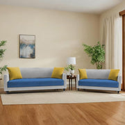 Casaliving Dominic 3 + 2 Seater Sofa Set for Living Room (Blue) Premium Fabric Sofa