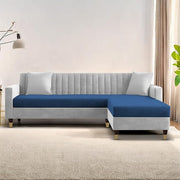 Casaliving Garcia L Shape Sofa Set for Living Room Premium Fabric Sofa (4 Seater LHS, Blue)