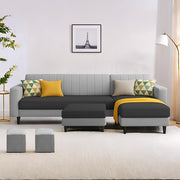 Casaliving Moris RHS 4 Seater L Shape Sofa Set for Living Room (Black) Premium Fabric Sofa Set for Living Room