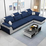 Casaliving Ella LHS 6 Seater L Shape Sofa Set for Living Room (Blue Grey) Premium Fabric Sofa Set for Living Room